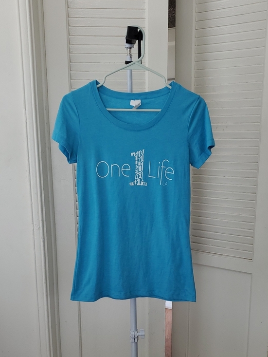 Bella Canvas Tops - Bella Canvas Blue One Life LA 5 Years Top Size M